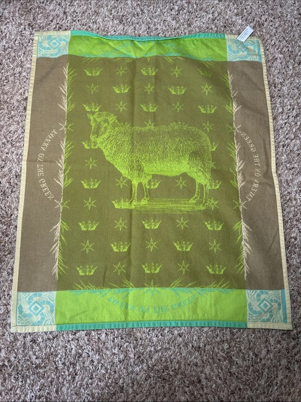 Tavern on the Green NYC French Jacquard Cotton Dish Towel Sheep Motif